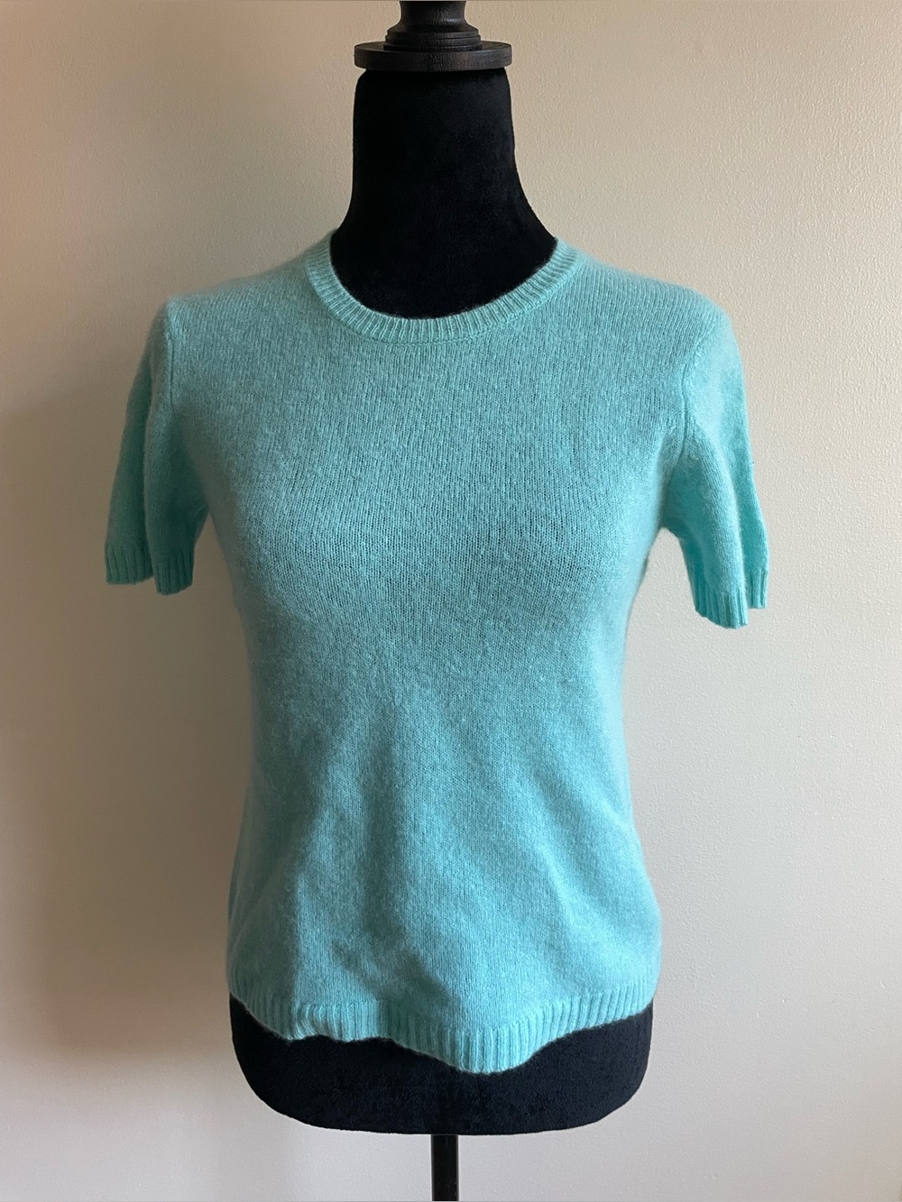Contemporaine by Simons Wool Cashmere Short Sleeve Sweater Turquoise Small
